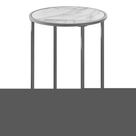 DAPHNES DINNETTE 18.25 x 18.25 x 24 in. Accent Table - White Marble-Look - Silver Metal DA3070850